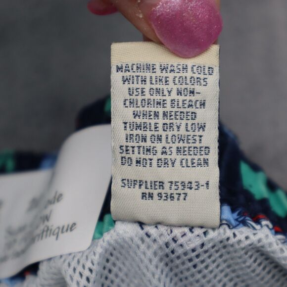 St Johns Bay Shorts Mens M Blue All Over Print Drawstring Mid Waist Swim Trunks - Picture 6 of 16